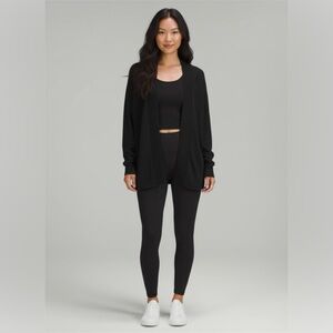 Lululemon Black Wool Cardigan Open Front and Sides Size 6